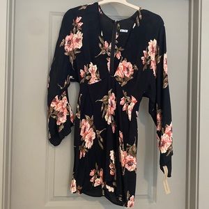 Reformation bell sleeve floral mini dress